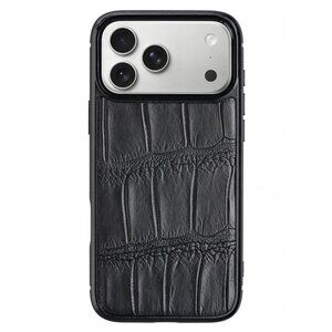 Matte Black Alligator Leather iPhone 17 Pro/Pro Max Case • MagSafe Ready